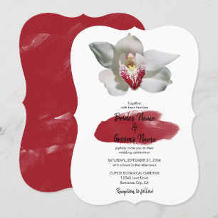 Elegant White Burgundy Orchid Wedding Invitations