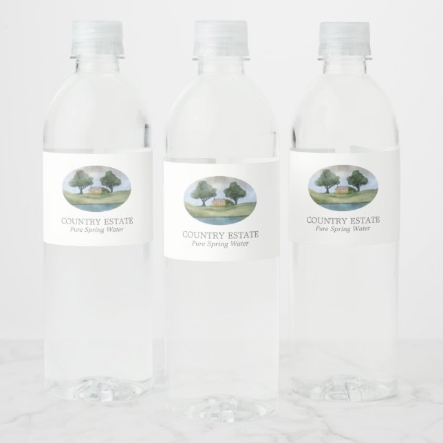 Elegant White Business Company Branded Water Bottle Label (Bottles)