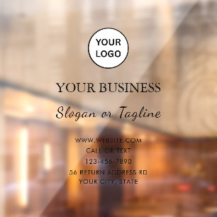 Elegant White Business Custom Company Name & Logo Window Cling