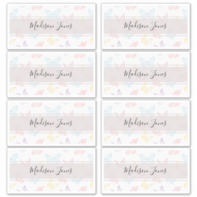 Elegant White Butterfly Pattern Kids Name Book (Front)