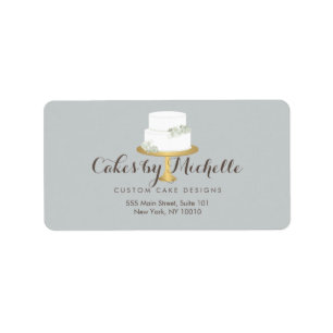 Elegant White Cake with Florals Cake Decorating Label