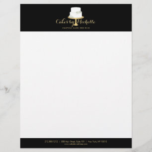 Elegant White Cake with Florals II Cake Decorating Letterhead Design