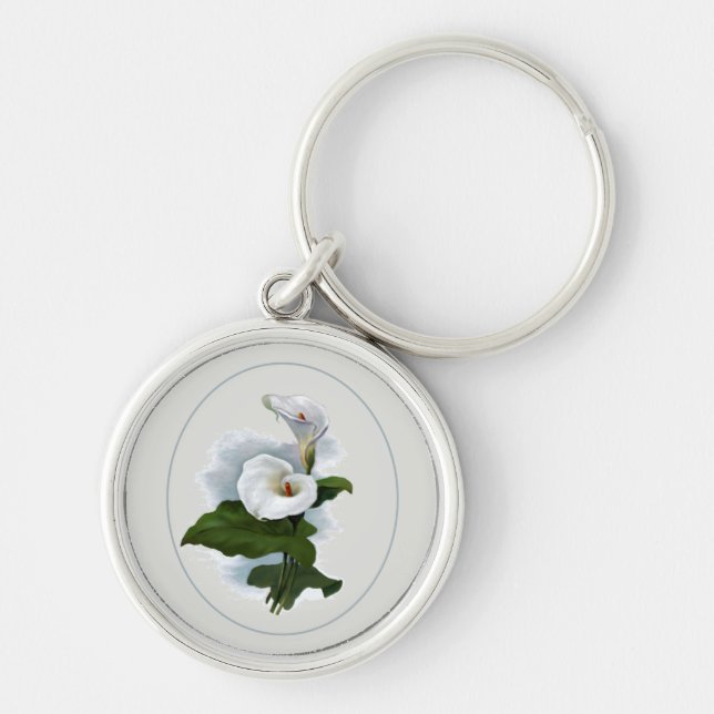 Elegant White Calla Lilies Key Ring (Front)