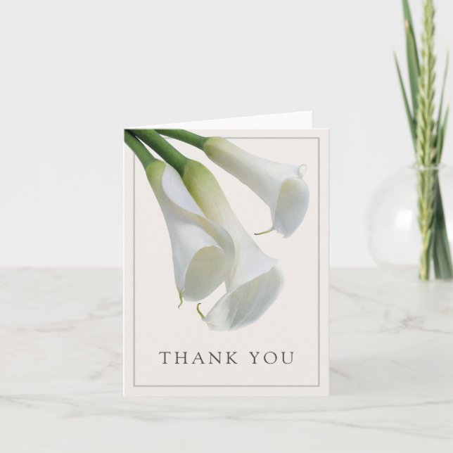 Elegant White Calla Lilies Thank You (Front)
