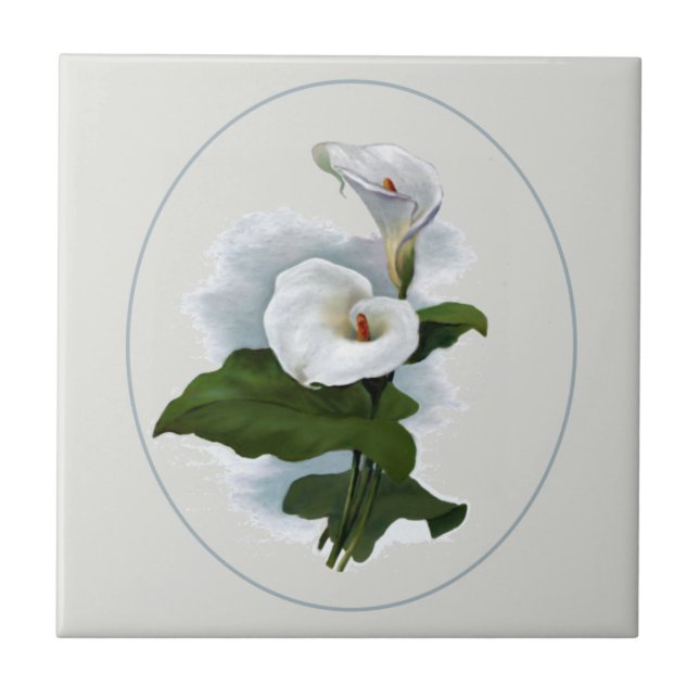 Elegant White Calla Lilies Tile (Front)