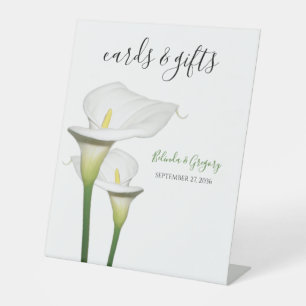 Elegant White Calla Lilies Wedding Cards & Gifts Pedestal Sign