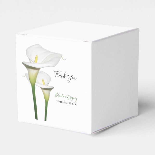 Elegant White Calla Lilies Wedding  Favour Box (Front Side)