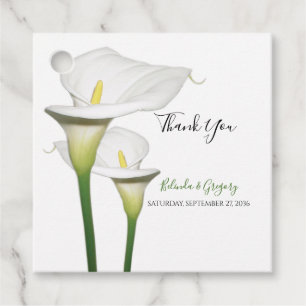 Elegant White Calla Lilies Wedding Gift Favour Tags