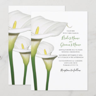 Elegant White Calla Lilies Wedding Invitations