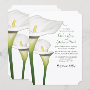 Elegant White Calla Lilies Wedding Invitations
