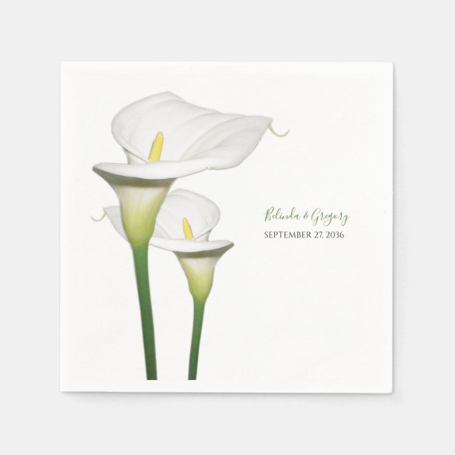 Elegant White Calla Lilies Wedding  Napkin (Front)