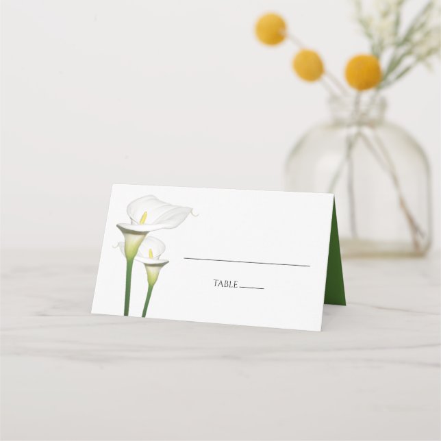 Elegant White Calla Lilies Wedding Place Card (Front)