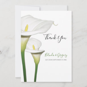 Elegant White Calla Lilies Wedding Thank You Card