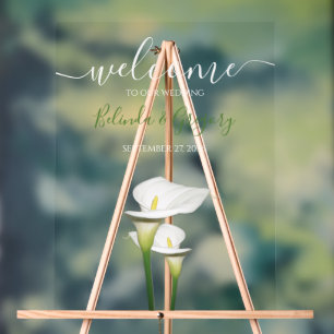 Elegant White Calla Lilies Wedding Welcome Sign
