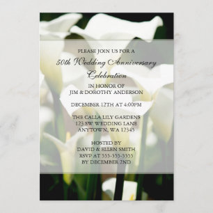 Elegant White Calla Lily 50th Wedding Anniversary Invitation