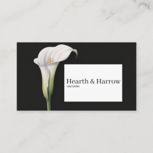 Elegant White Calla Lily Black Botanical Business Card