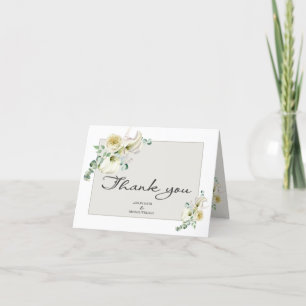 Elegant White Calla Lily & Eucalyptus Wedding Thank You Card