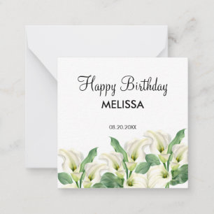 Elegant White Calla Lily Floral Birthday Card