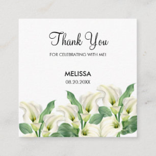 Elegant White Calla Lily Floral Birthday Enclosure Card