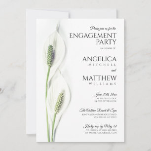 Elegant White Calla Lily Flowers Floral Engagement Invitation