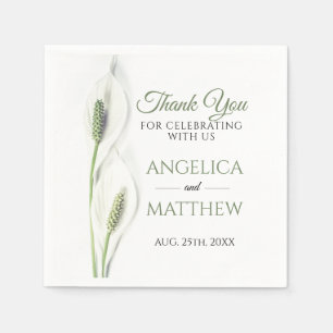 Elegant White Calla Lily Flowers Floral Thank You Napkin