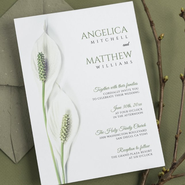 Elegant White Calla Lily Flowers Floral Wedding Invitation (Creator Uploaded)