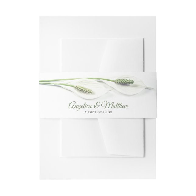 Elegant White Calla Lily Flowers Floral Wedding Invitation Belly Band (Front Example)