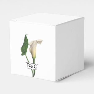 Elegant White Calla Lily Green Botanical Wedding Favour Box