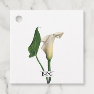 Elegant White Calla Lily Green Botanical Wedding Favour Tags