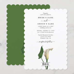 Elegant White Calla Lily Green Botanical Wedding Invitation