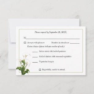 Elegant White Calla Lily RSVP Card