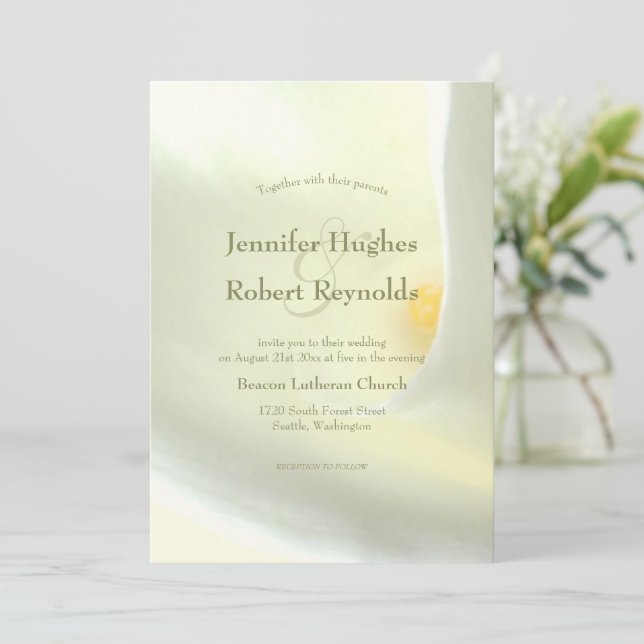 Elegant White Calla Lily Wedding Invitation (Standing Front)
