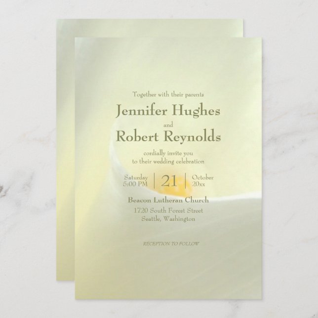 Elegant White Calla Lily Wedding Invitation (Front/Back)