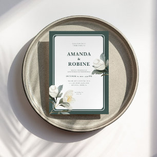 Elegant White Camellia Floral Wedding Invitation
