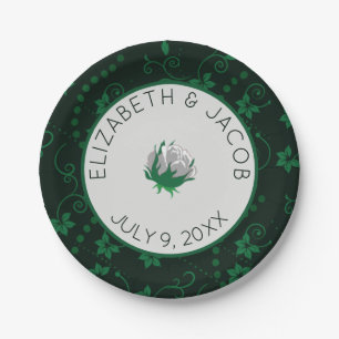 Elegant White Camellia Wedding Paper Plate