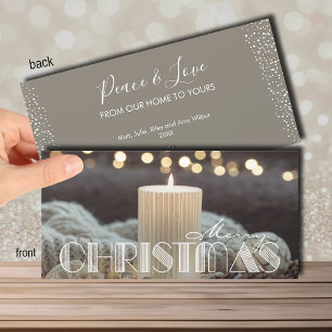Elegant White Candle Christmas Holiday Card