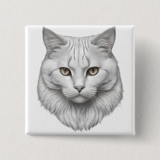 Elegant White Cat with Golden Eyes 15 Cm Square Badge