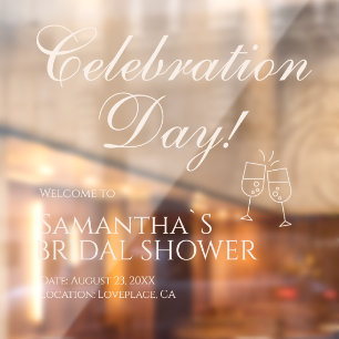 Elegant White Celebration Day! Bridal Shower Window Cling