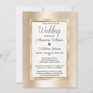 Elegant white champagne gold glamour Wedding Invitation