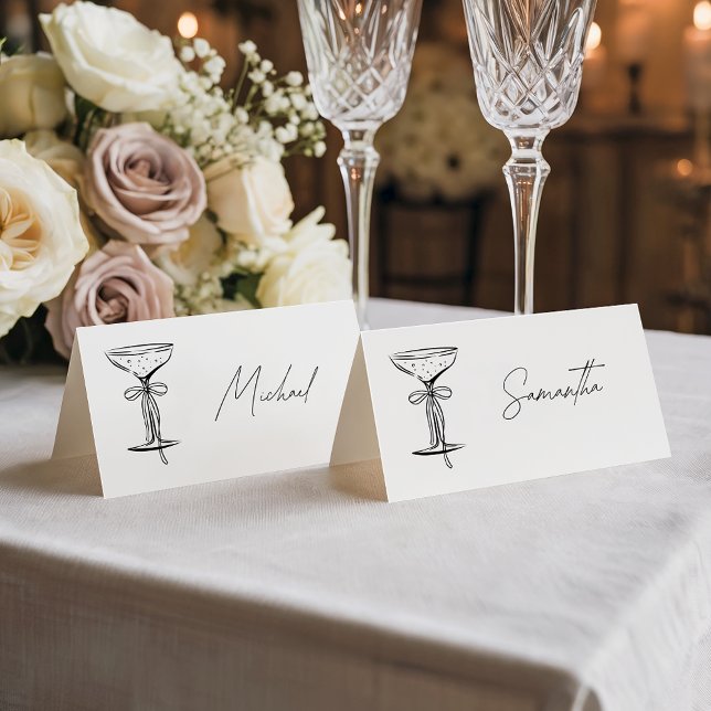 Elegant White Champagne  Place Card (Creator Uploaded)