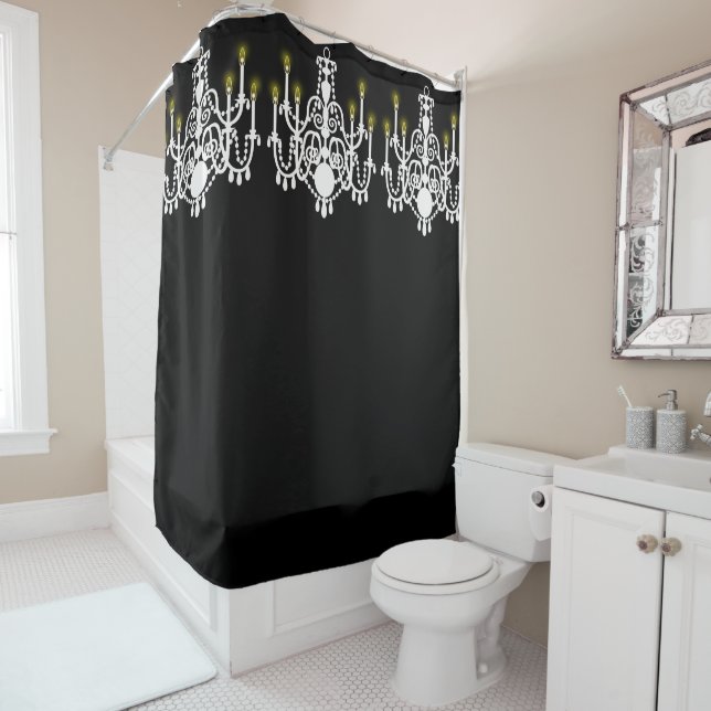 Elegant, White Chandelier, Custom Shower Curtain (In Situ)