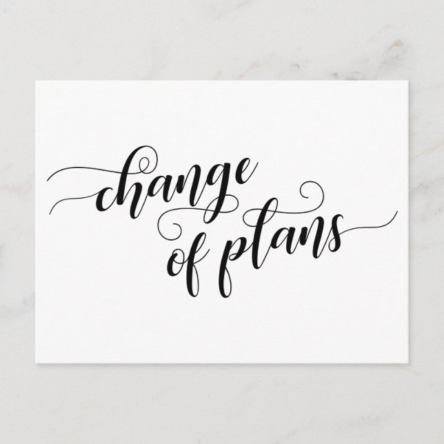Elegant White Change of Plans Postponed Wedding Postcard (Front)