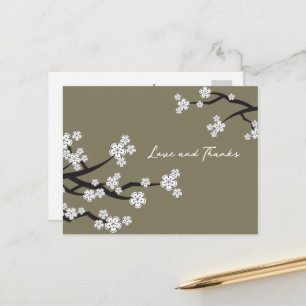Elegant White Cherry Blossoms Sakura Love & Thanks Postcard