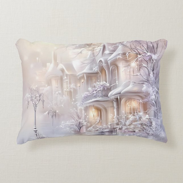 Elegant White Christmas Accent Pillow (Front)