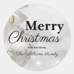 Elegant White Christmas Ornament Holiday Party  Classic Round Sticker