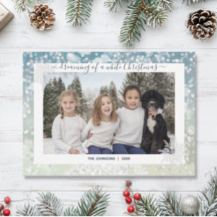 Elegant White Christmas Snowflake Crystal Bokeh Holiday Card
