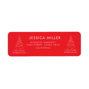 Elegant White Christmas Tree Red Christmas Address