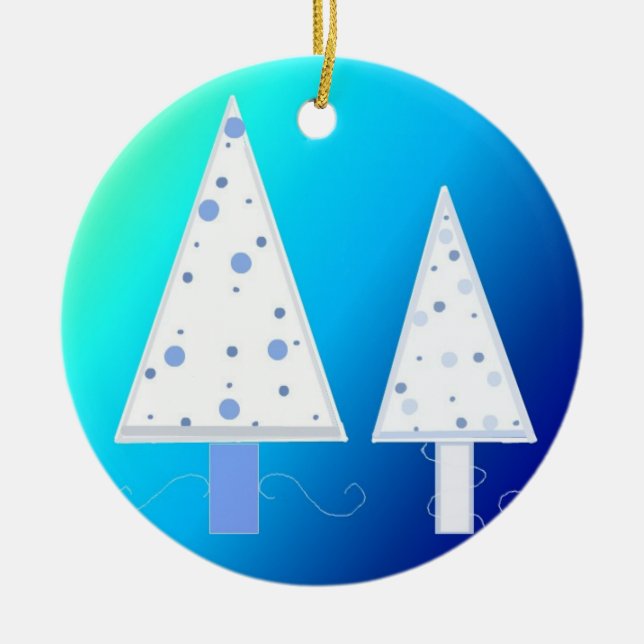 Elegant White Christmas Trees Ceramic Tree Decoration (Front)