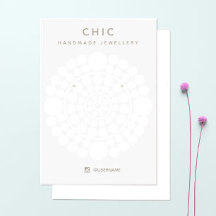 Elegant White Circle Motif Earring Display Card
