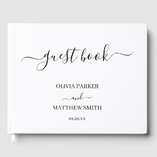 Elegant White Classic Minimalist Wedding Guest Book